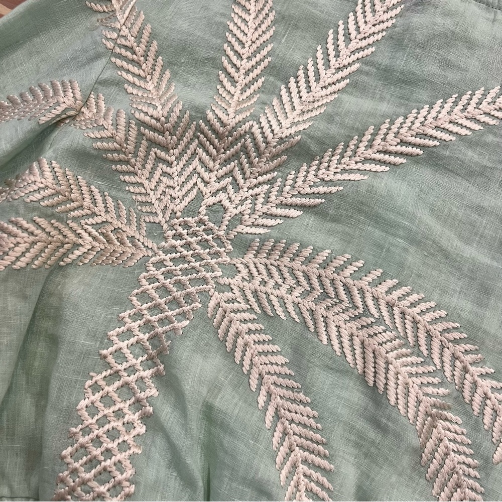 Emprio Sirenuse Monika Palm Set (Skirt+Top) in Biscay Green 100% Linen - Picture 8 of 13